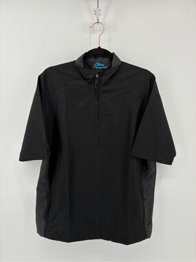 Tri-Mountain Men's Black Short-Sleeve Half-Zip Performance Shirt